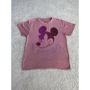 Disney Short Sleeve T-Shirt Mickey Mouse 'Legend' Studded Top Purple  MEDIUM